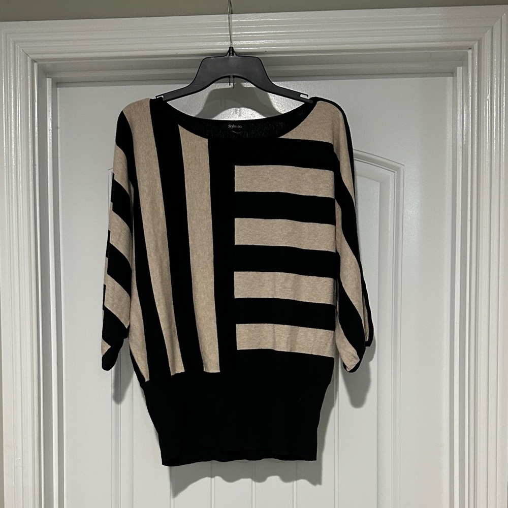 Black and Tan Striped Women's Sweater
